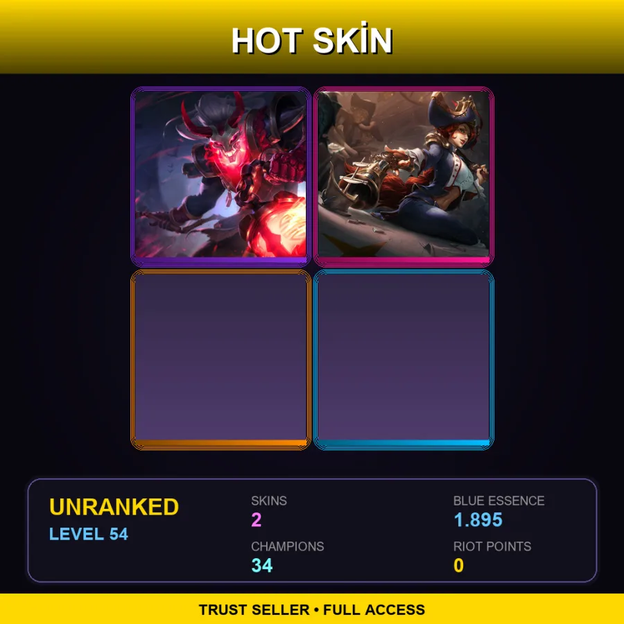 JP | Lv54 | Unranked | 2 Skin | 34 Champ