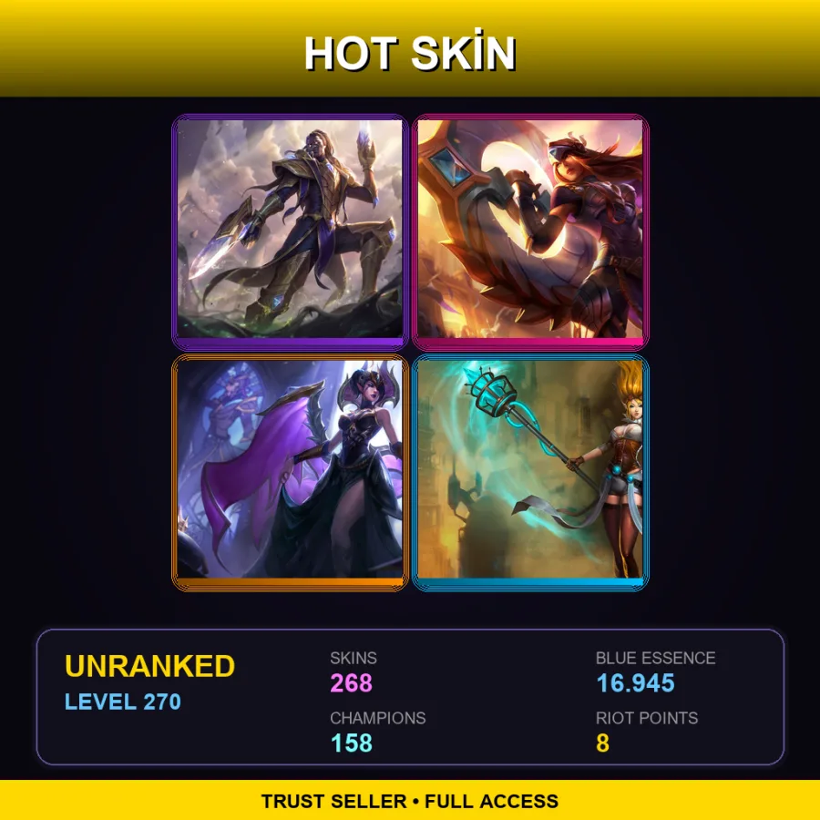SG | Victorious Lucian | Victorious Sivir | Victorious Morgana | Hextech Janna | 268 Skin | 158 Champ | Lv270