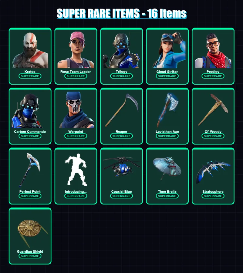 [PC/XBOX/PSN] | Kratos | Rose Team Leader | Trilogy | Cloud Striker | Prodigy | 109 skin | 170 pickaxe | 131 emote | 137 glider | Lv2135 — Fortnite account