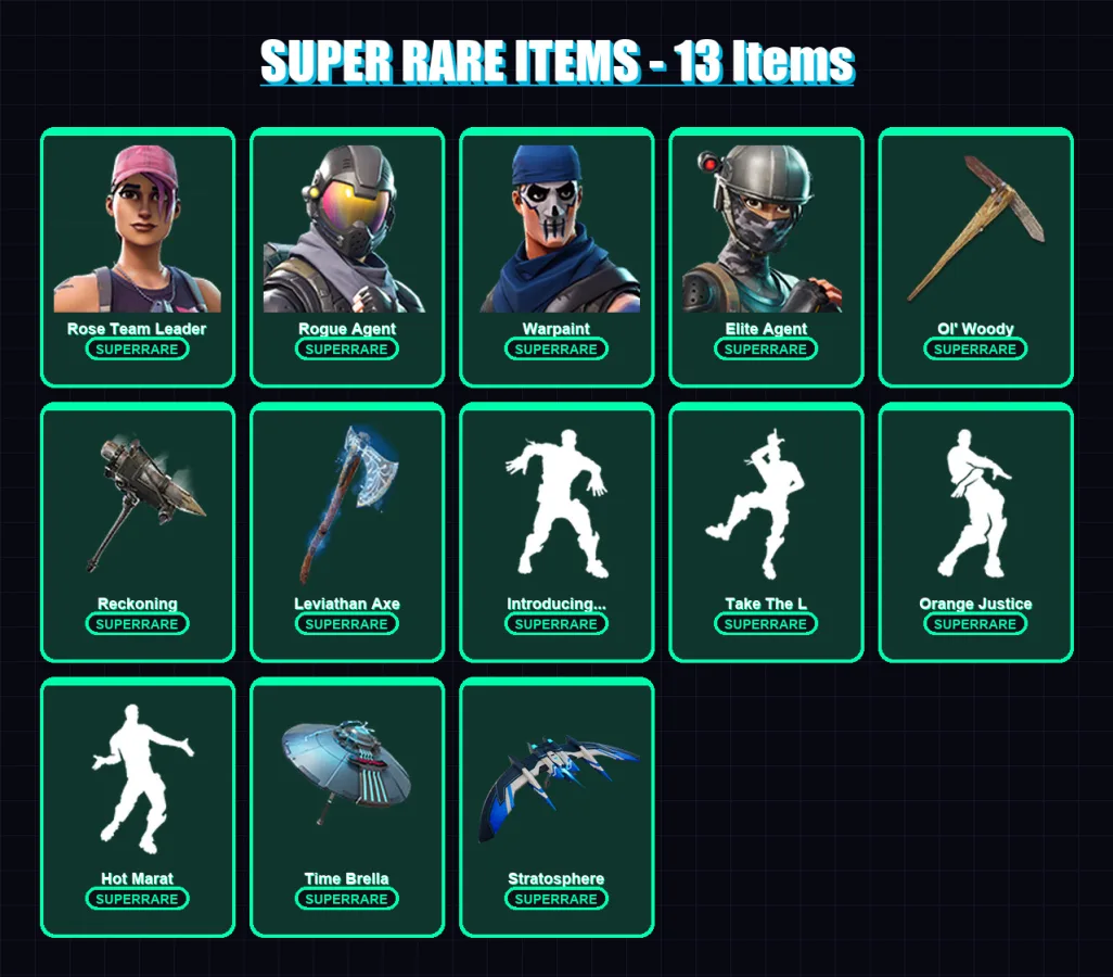 [PC/XBOX] | Rose Team Leader | Rogue Agent | Warpaint | Elite Agent | Hybrid | 137 skin | 142 pickaxe | 137 emote | 140 glider | Lv1929