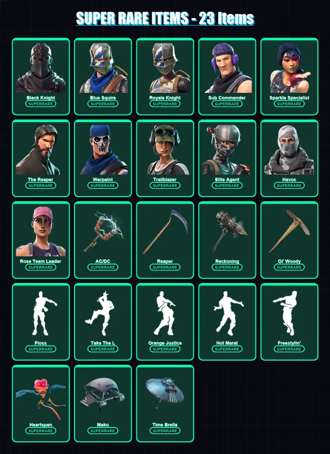 [PC/XBOX/PSN] | Black Knight | Blue Squire | Royale Knight | Sub Commander | Sparkle Specialist | 96 skin | 75 pickaxe | 83 emote | 70 glider | Lv81 — Fortnite account