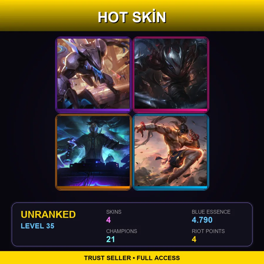 EUW | Lv35 | Unranked | 4 Skin | 21 Champ