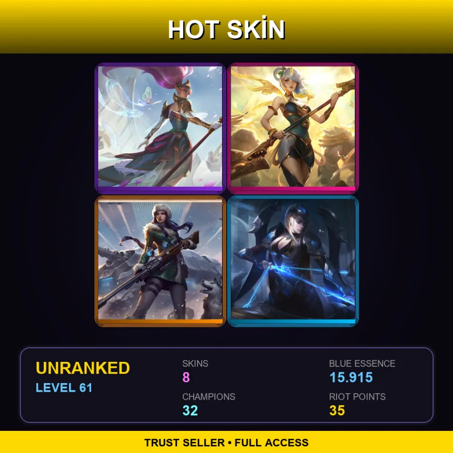 NA | Lv61 | Unranked | 8 Skin | 32 Champ
