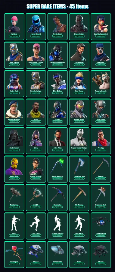 [PC] | OG Skull Trooper | Wildcat | Honor Guard | Travis Scott | Black Knight | 948 skin | 550 pickaxe | 376 emote | 337 glider | Lv6978