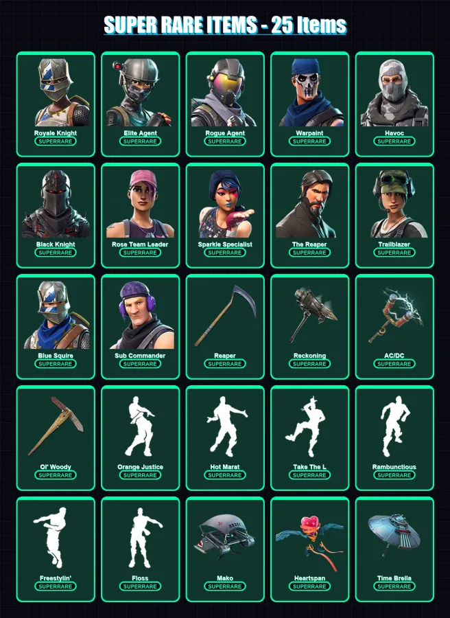 [PC/PSN] | Royale Knight | Elite Agent | Rogue Agent | Warpaint | Havoc | 79 skin | 95 pickaxe | 101 emote | 85 glider | Lv1112