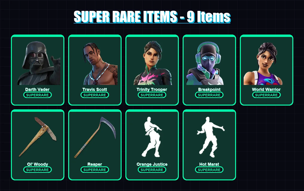 [PC/XBOX/PSN] | Darth Vader | Travis Scott | Trinity Trooper | Breakpoint | World Warrior | 181 skin | 157 pickaxe | 141 emote | 136 glider | Lv1994