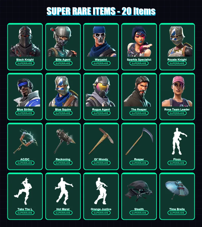 [PC/XBOX] | Black Knight | Elite Agent | Warpaint | Sparkle Specialist | Royale Knight | 60 skin | 38 pickaxe | 58 emote | 49 glider | Lv487