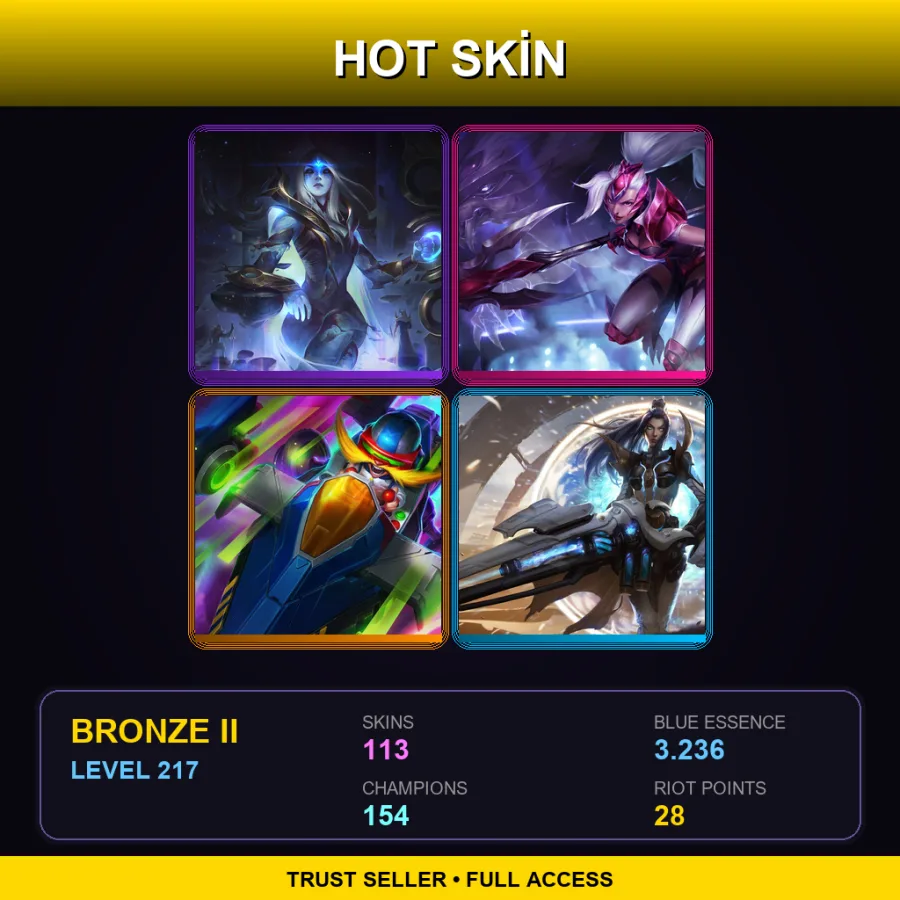BR | Lv217 | Bronze II | 113 Skin | 154 Champ — LoL account