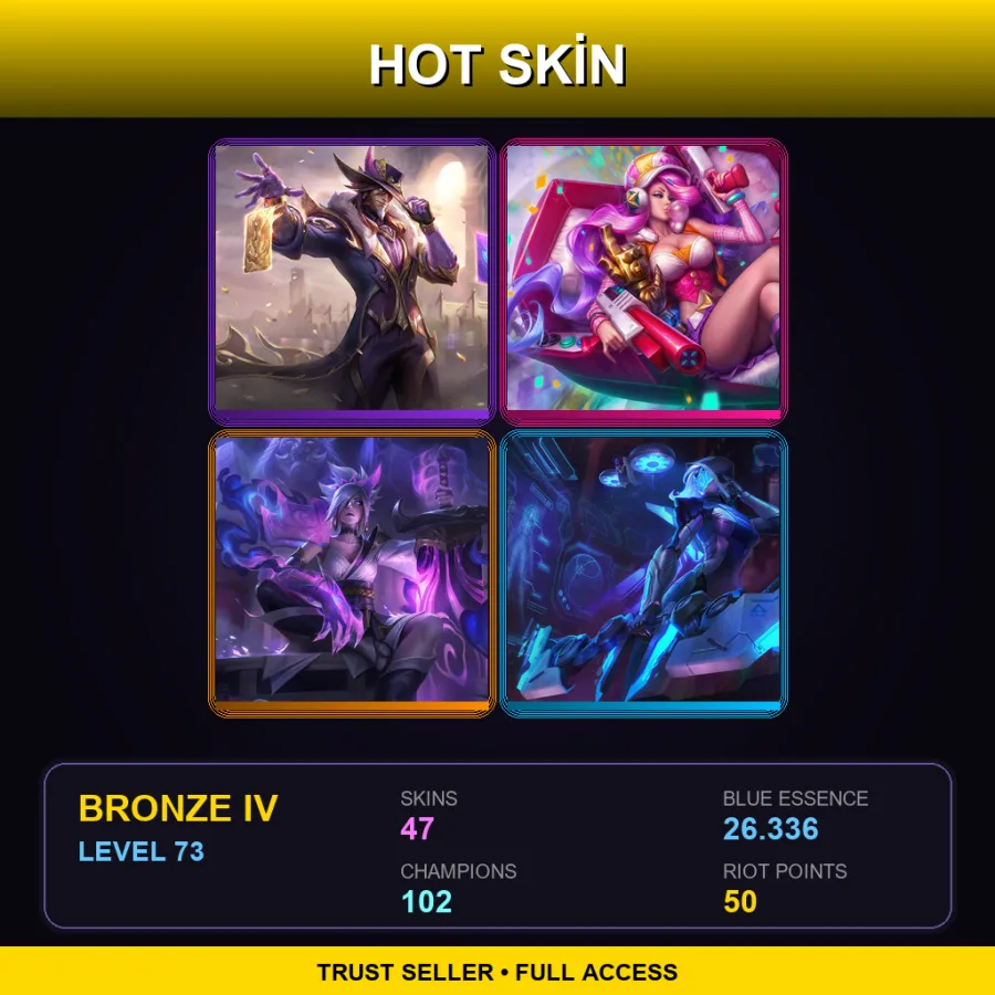TR | Lv73 | Bronze IV | 47 Skin | 102 Champ
