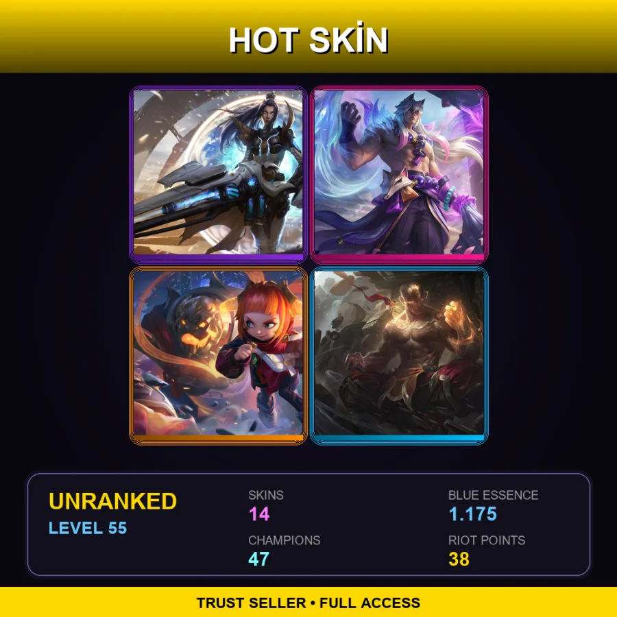 EUNE | Lv55 | Unranked | 14 Skin | 47 Champ