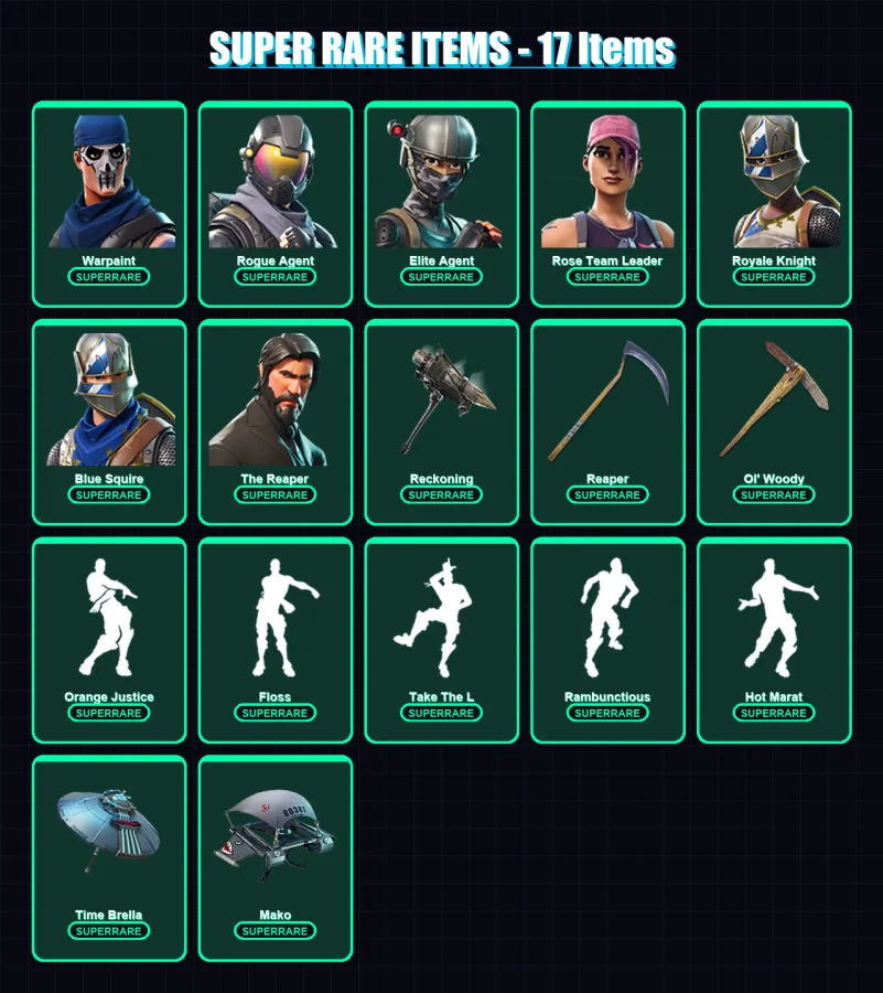 [PC/XBOX] | Warpaint | Rogue Agent | Elite Agent | Rose Team Leader | Royale Knight | 74 skin | 65 pickaxe | 102 emote | 76 glider | Lv1356