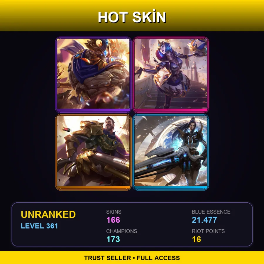 SG | Lv361 | Unranked | 166 Skin | 173 Champ