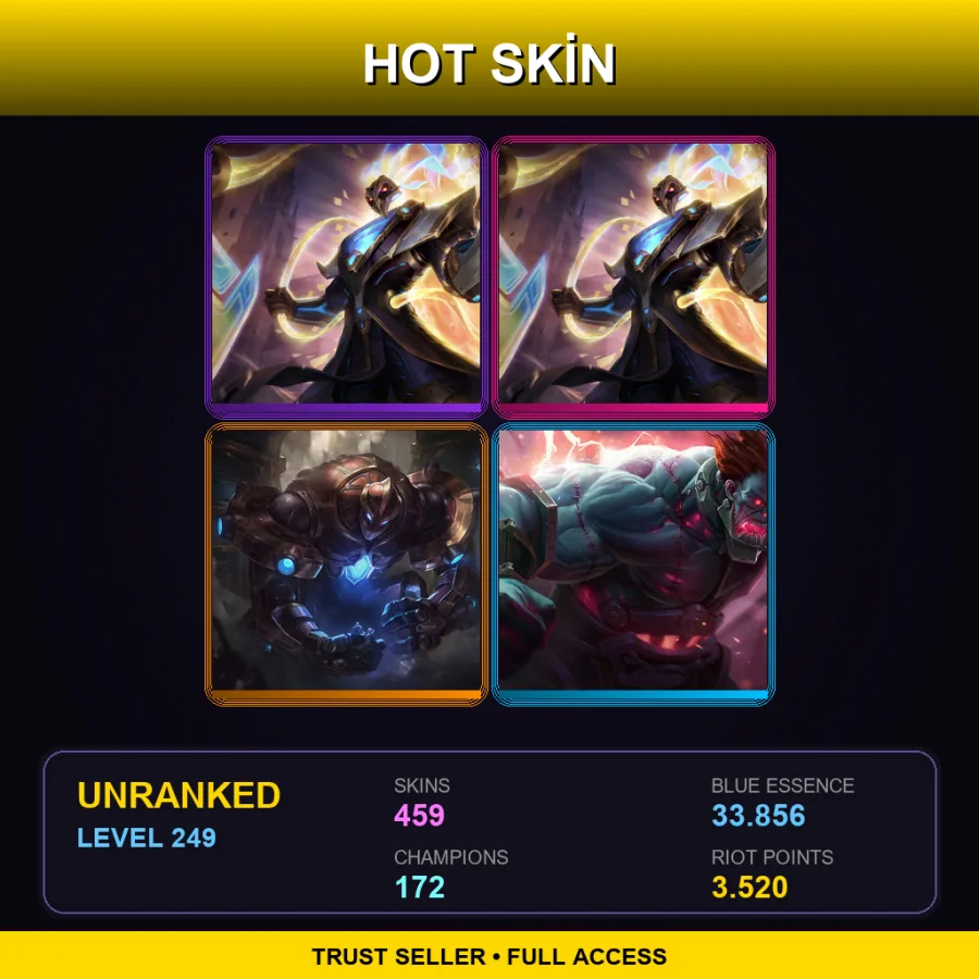 EUW | Lv249 | Unranked | 459 Skin | 172 Champ