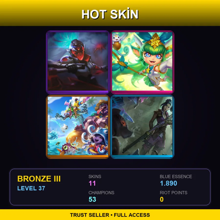 EUNE | Lv37 | Bronze III | 11 Skin | 53 Champ — LoL account