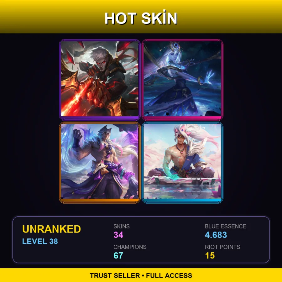 EUNE | Lv38 | Unranked | 34 Skin | 67 Champ — LoL account