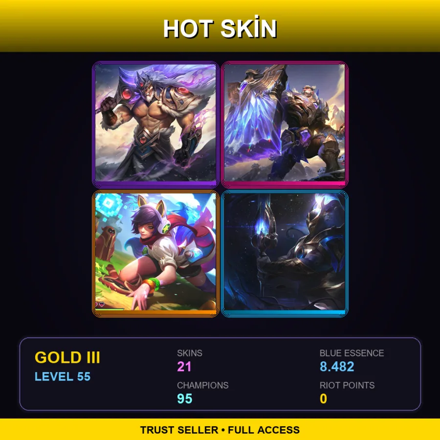 EUNE | Lv55 | Gold III | 21 Skin | 95 Champ