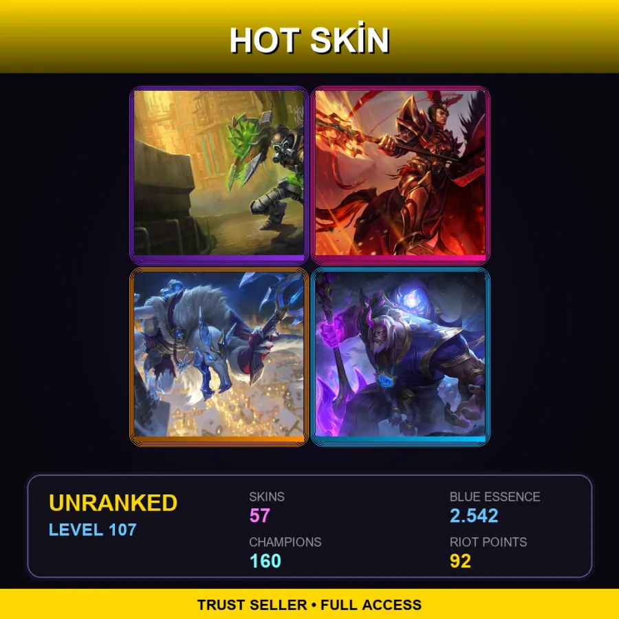 VN | Lv107 | Unranked | 57 Skin | 160 Champ