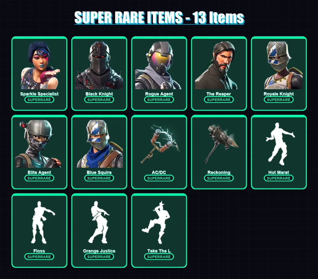 [PC/XBOX/PSN] | Sparkle Specialist | Black Knight | Rogue Agent | The Reaper | Royale Knight | 42 skin | 35 pickaxe | 39 emote | 34 glider | Lv477