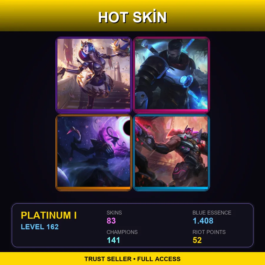 EUW | Victorious Orianna | Pulsefire Shen | Dark Star Thresh | PROJECT: Gangplank | 83 Skin | 141 Champ | Platinum I | Lv162