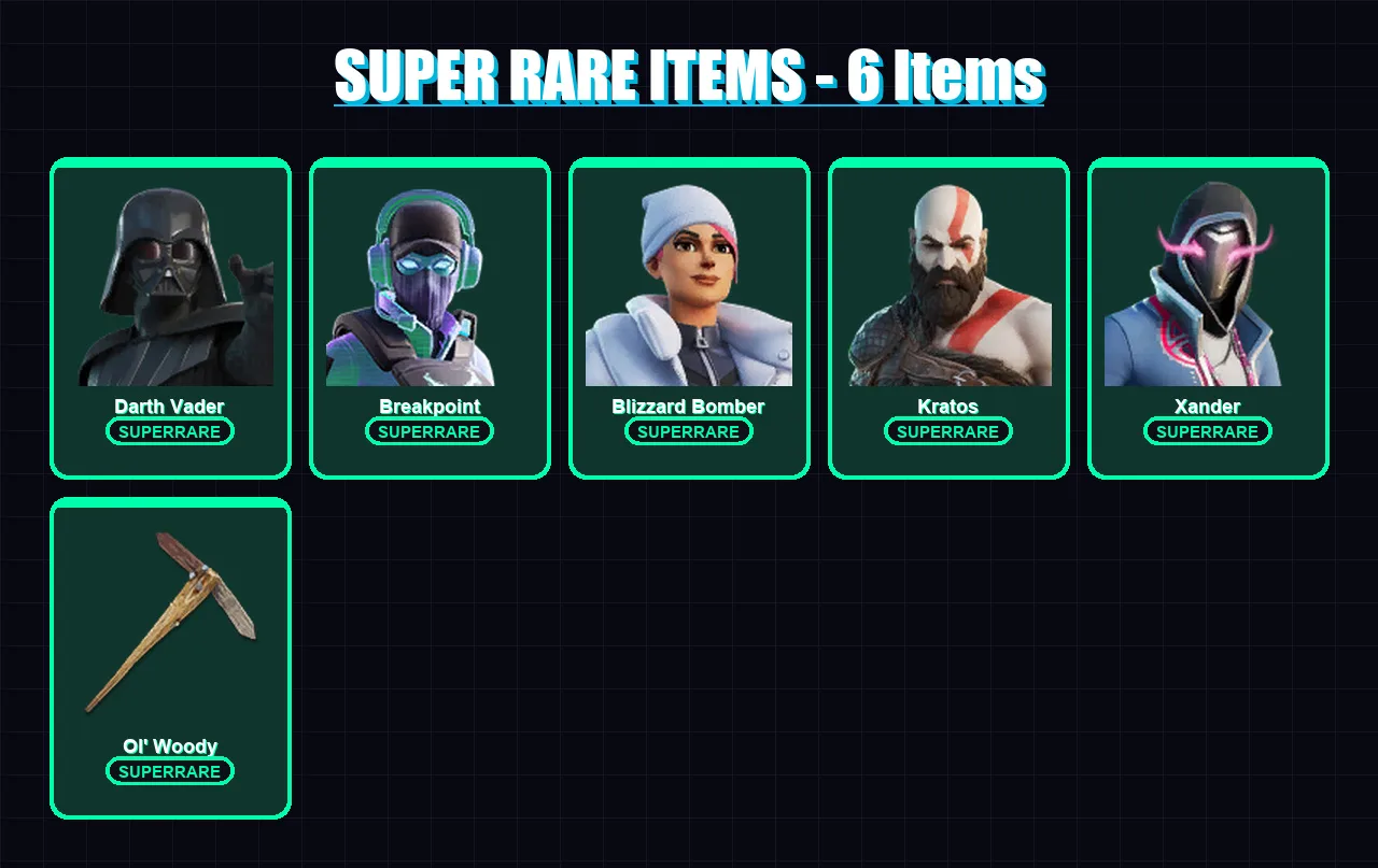 [PC/XBOX/PSN] | Darth Vader | Breakpoint | Blizzard Bomber | Kratos | Xander | 113 skin | 113 pickaxe | 76 emote | 82 glider | Lv1639