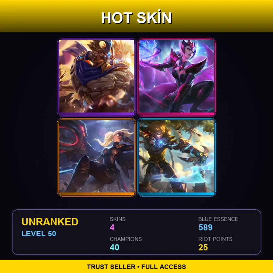 EUNE | Lv50 | Unranked | 4 Skin | 40 Champ