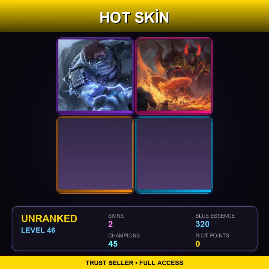 EUW | Lv46 | Unranked | 2 Skin | 45 Champ
