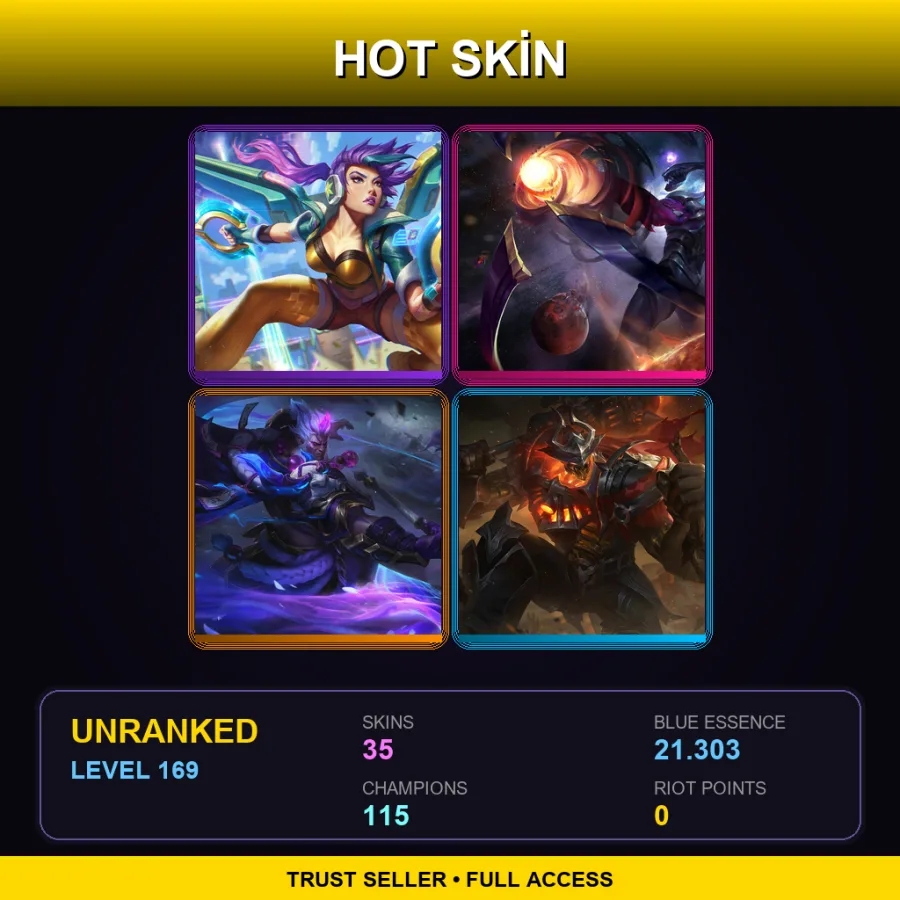 EUW | Lv169 | Unranked | 35 Skin | 115 Champ — LoL account