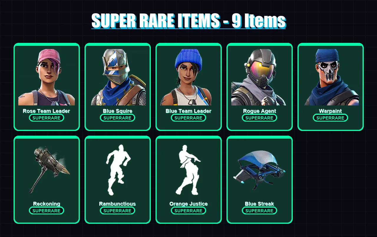 [PC/XBOX] | Rose Team Leader | Blue Squire | Blue Team Leader | Rogue Agent | Warpaint | 50 skin | 26 pickaxe | 48 emote | 33 glider | Lv289 — Fortnite account