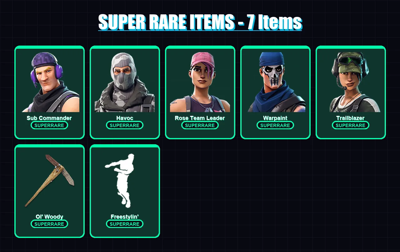 [PC] | Sub Commander | Havoc | Rose Team Leader | Warpaint | Trailblazer | 15 skin | 18 pickaxe | 21 emote | 19 glider | Lv192