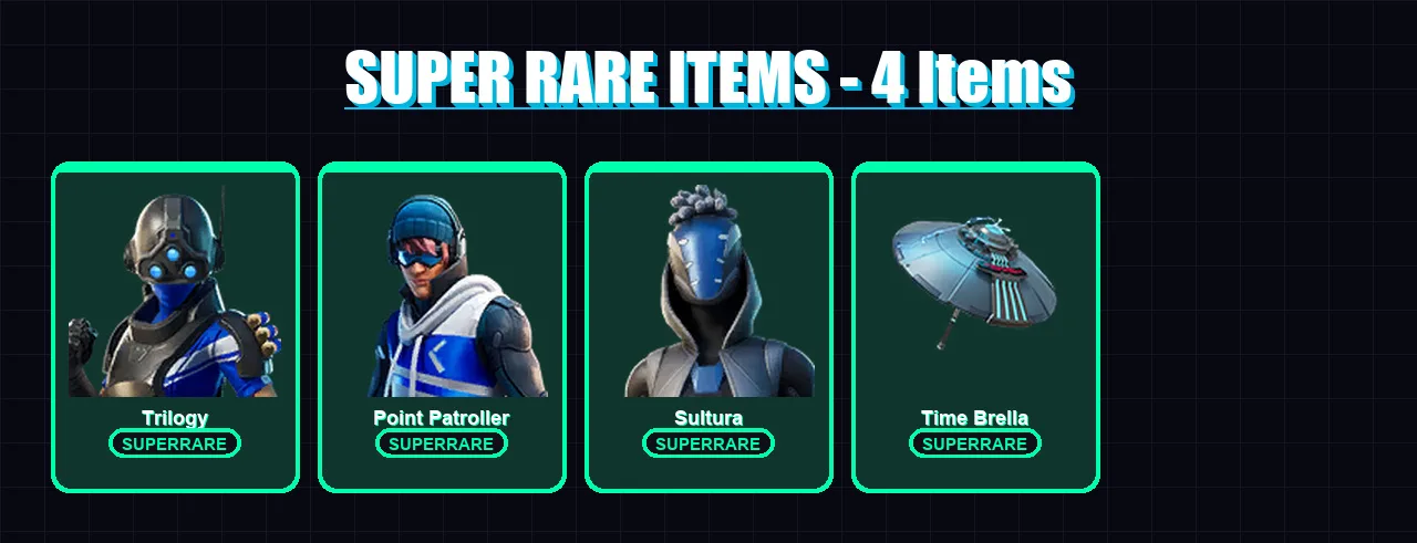 [PS4/PS5/XBOX/PC] | Trilogy | Point Patroller | Sultura | Valeria | Peter Griffin | 31 skin | 69 pickaxe | 46 emote | 64 glider | Lv1009
