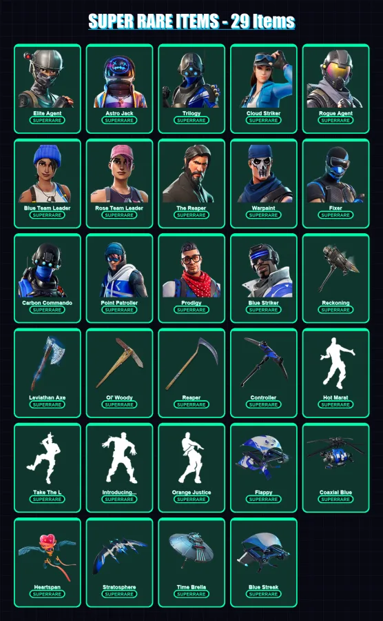 [PC/XBOX/PSN] | Elite Agent | Astro Jack | Trilogy | Cloud Striker | Rogue Agent | 163 skin | 142 pickaxe | 107 emote | 130 glider | Lv1345