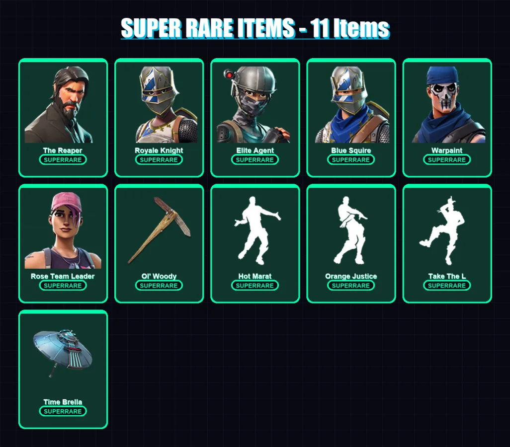 [PC/PSN] | The Reaper | Royale Knight | Elite Agent | Blue Squire | Warpaint | 100 skin | 91 pickaxe | 93 emote | 96 glider | Lv1534