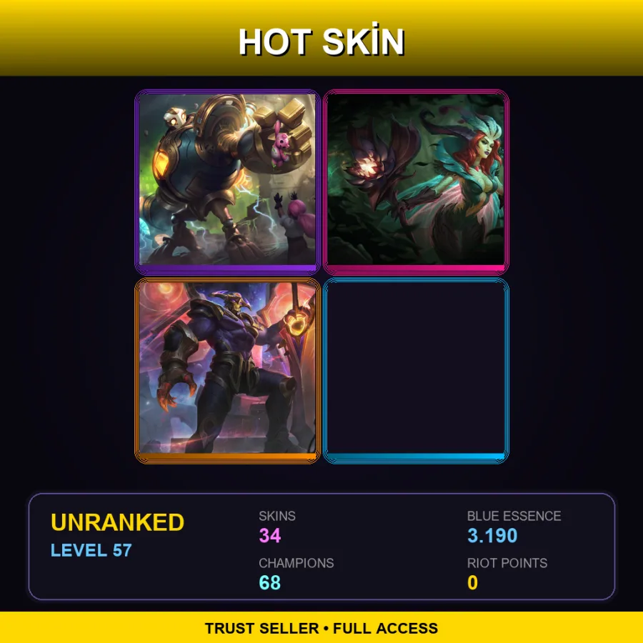 LAS | Lv57 | Unranked | 34 Skin | 68 Champ