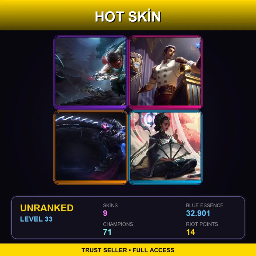 NA | Lv33 | Unranked | 9 Skin | 71 Champ — Ruthless Pantheon