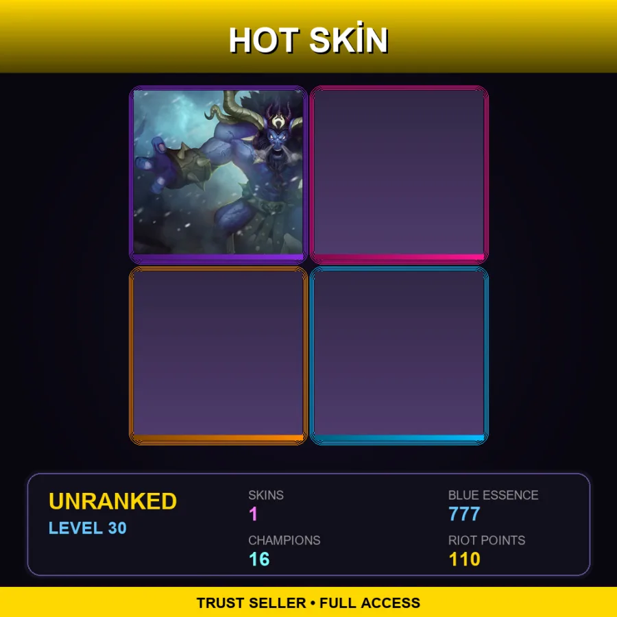 NA | Lv30 | Unranked | 1 Skin | 16 Champ