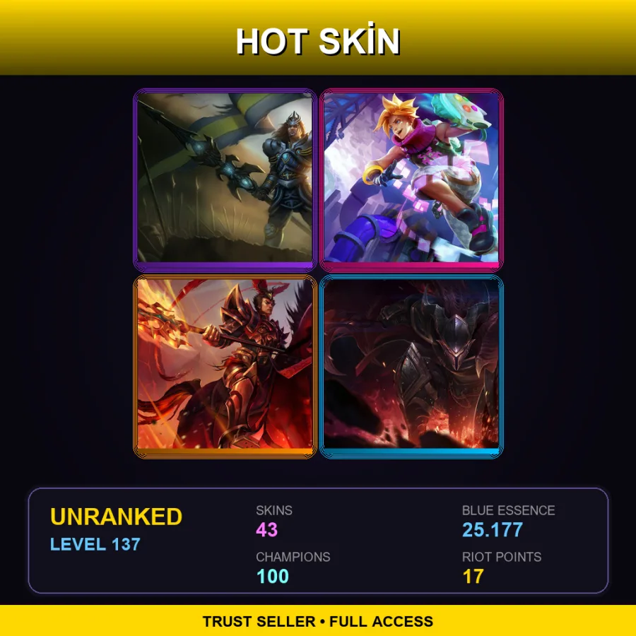 TW | Lv137 | Unranked | 43 Skin | 100 Champ — LoL account