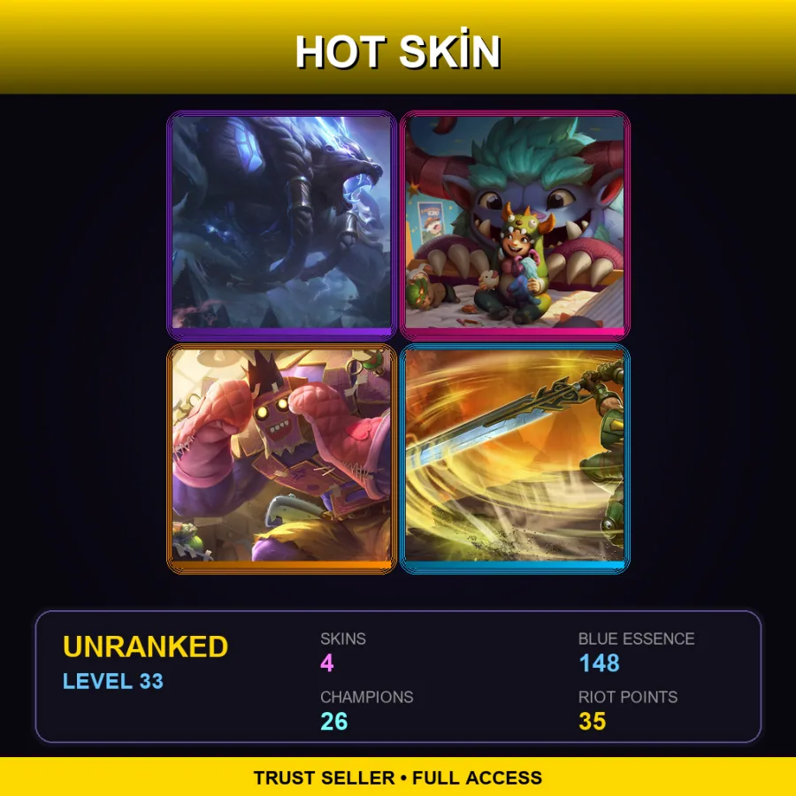 LAN | Lv33 | Unranked | 4 Skin | 26 Champ