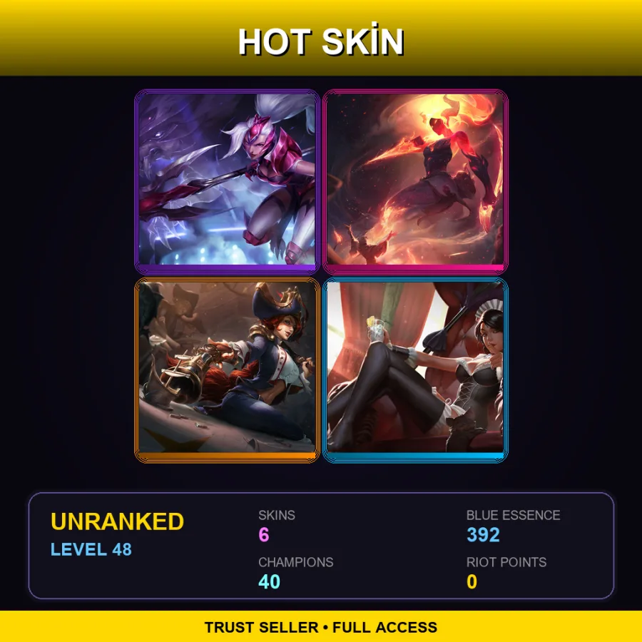 EUW | Lv48 | Unranked | 6 Skin | 40 Champ