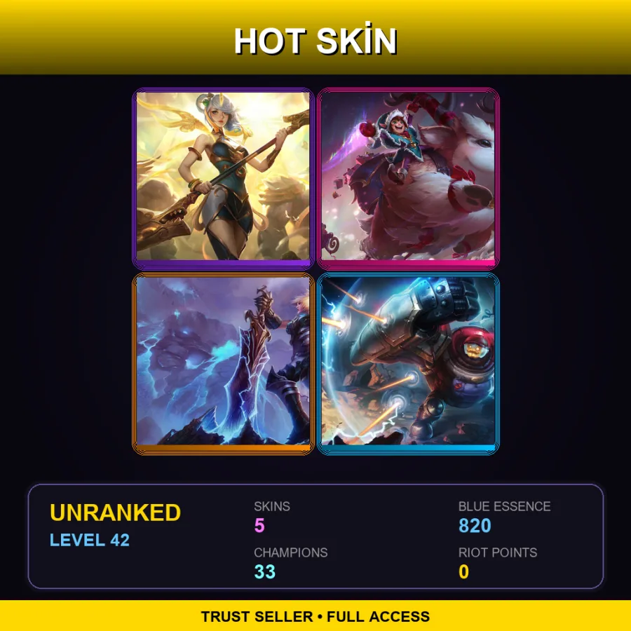 EUNE | Lv42 | Unranked | 5 Skin | 33 Champ — LoL account