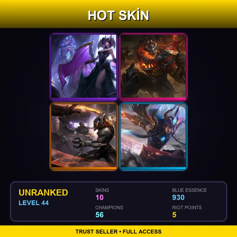 TR | Lv44 | Unranked | 10 Skin | 56 Champ