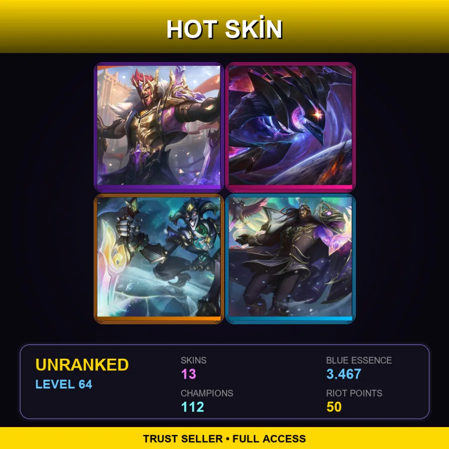 TR | Lv64 | Unranked | 13 Skin | 112 Champ — Divine Soraka