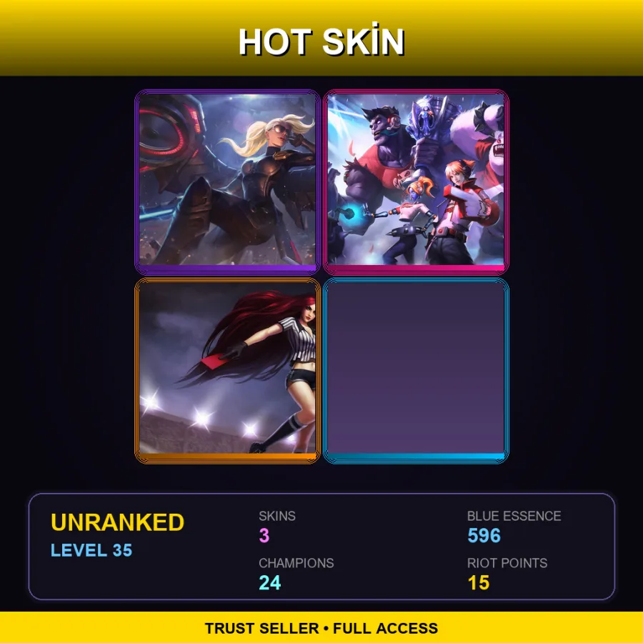 LAS | Lv35 | Unranked | 3 Skin | 24 Champ — LoL account