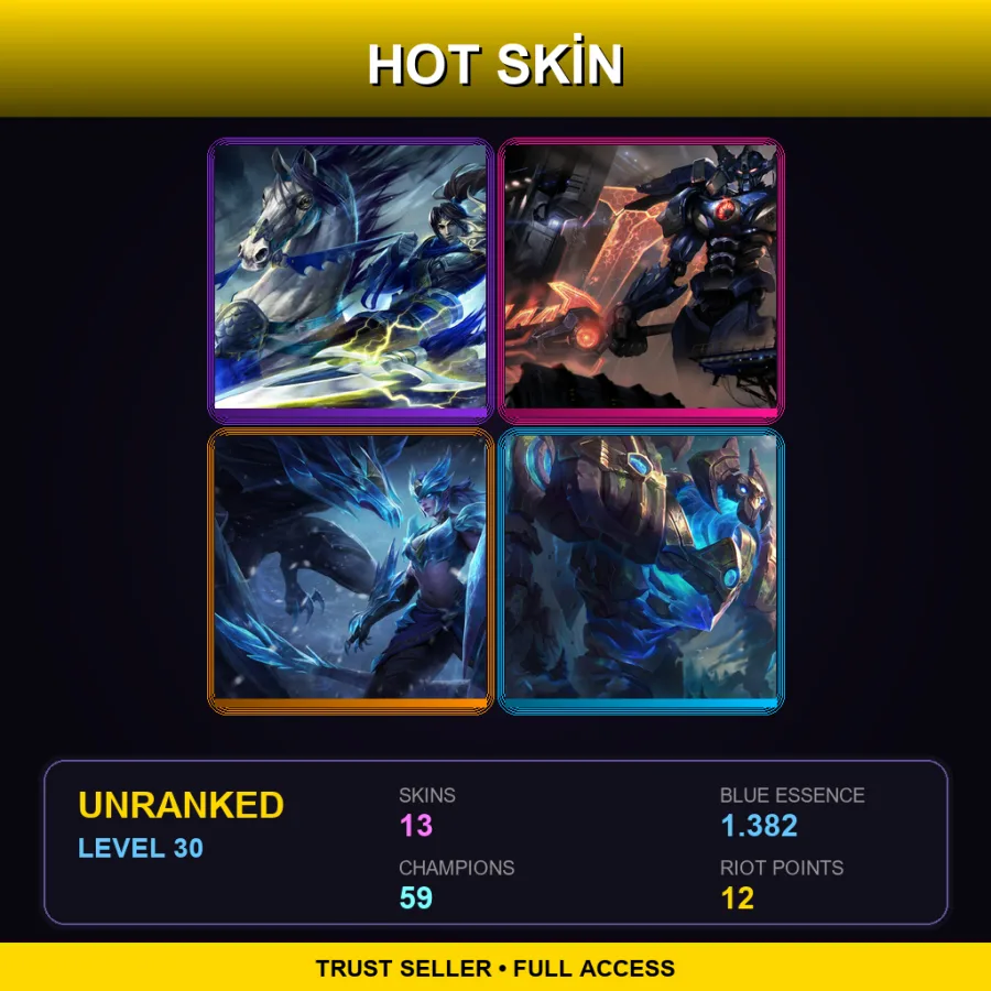 EUW | Lv30 | Unranked | 13 Skin | 59 Champ — LoL account