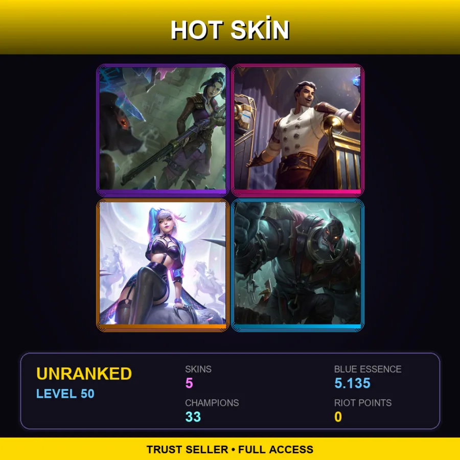 LAN | Lv50 | Unranked | 5 Skin | 33 Champ