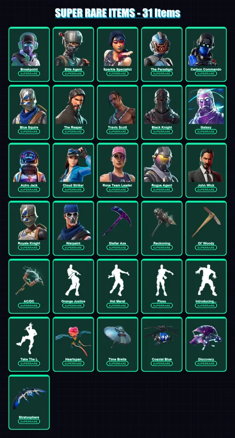 [PC/XBOX] | Breakpoint | Elite Agent | Sparkle Specialist | The Paradigm | Carbon Commando | 206 skin | 155 pickaxe | 131 emote | 132 glider | Lv154