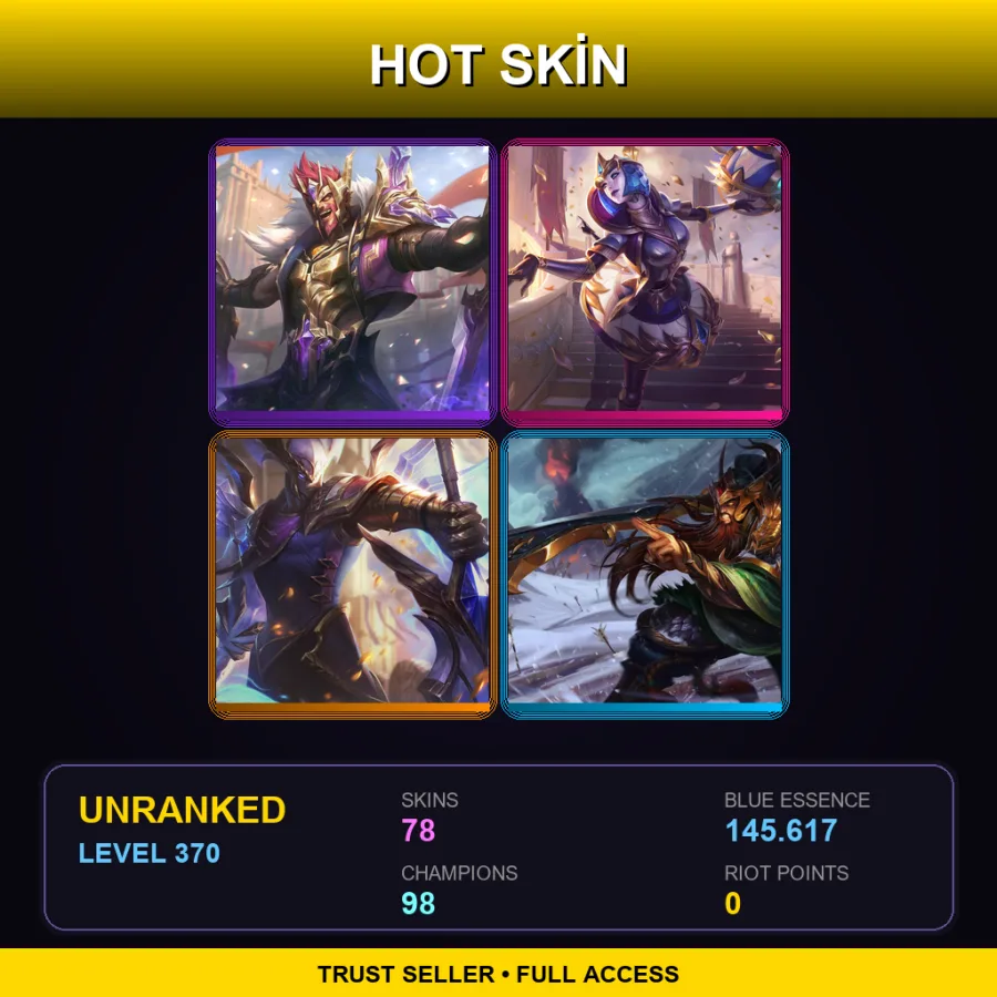 LAN | Lv370 | Unranked | 78 Skin | 98 Champ