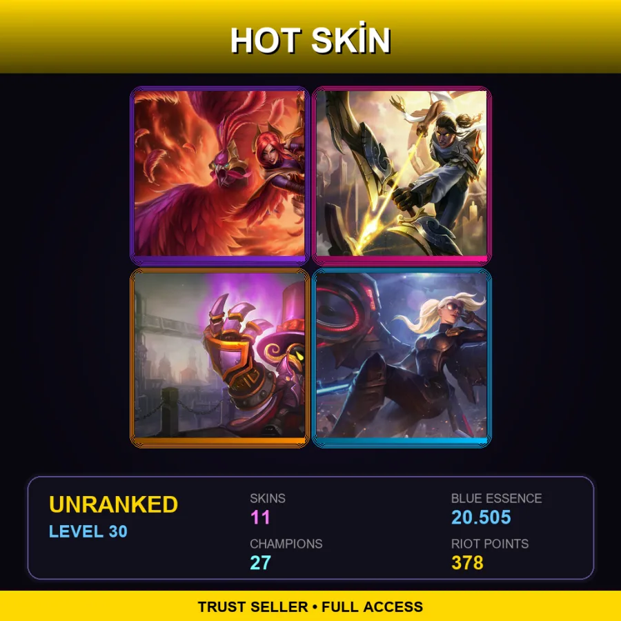 EUNE | Lv30 | Unranked | 11 Skin | 27 Champ — LoL account