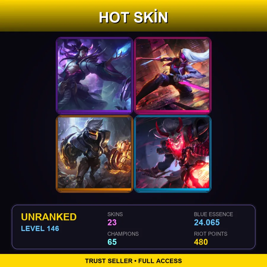EUNE | Lv146 | Unranked | 23 Skin | 65 Champ — LoL account