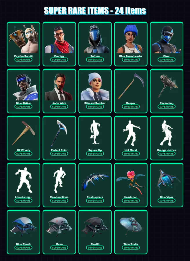 [PS4/PS5/XBOX/PC] | Psycho Bandit | Prodigy | Sultura | Blue Team Leader | Fixer | 869 skin | 629 pickaxe | 429 emote | 290 glider | Lv3231