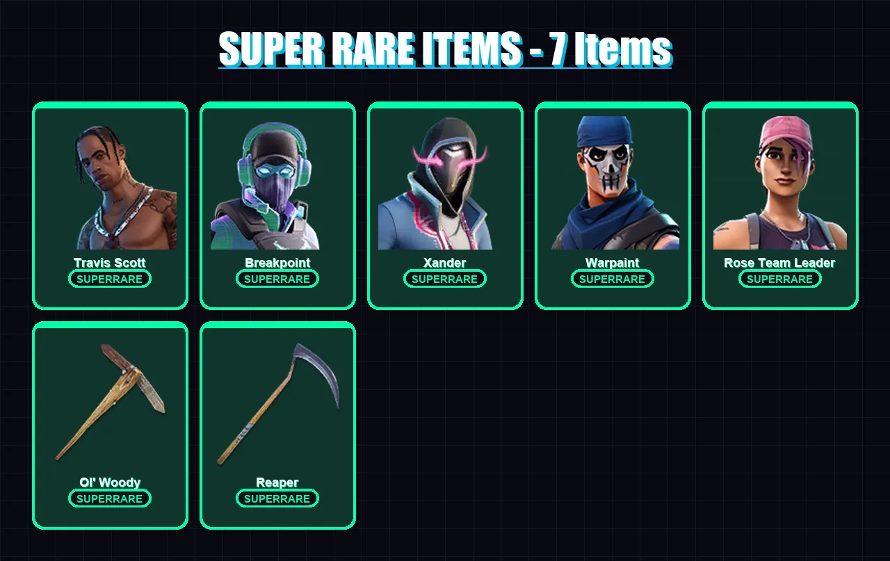 [PC/XBOX/PSN] | Travis Scott | Breakpoint | Xander | Warpaint | Rose Team Leader | 221 skin | 191 pickaxe | 154 emote | 143 glider | Lv2434
